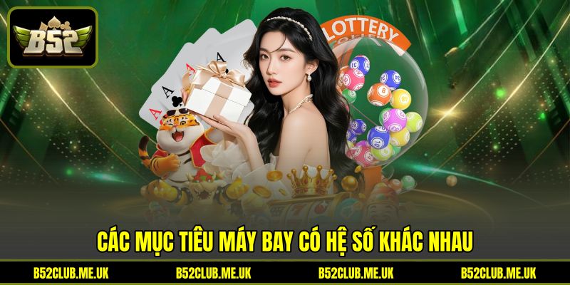 Các mục tiêu máy bay có hệ số khác nhau